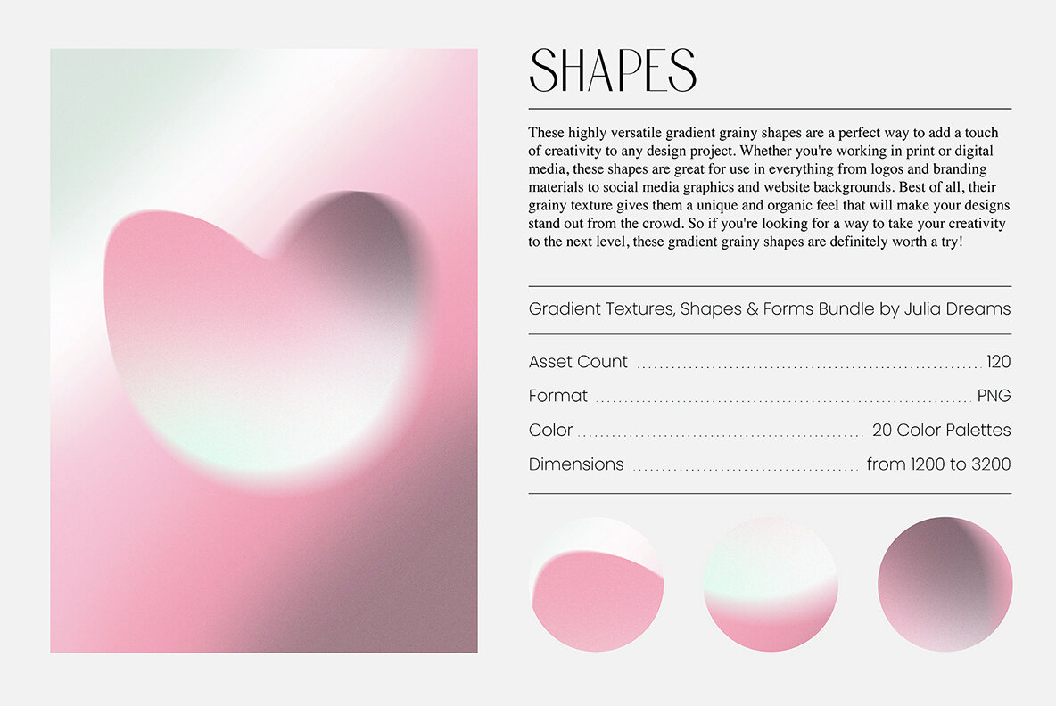 Gradient Textures   Shapes   3D Objects   Letters 26