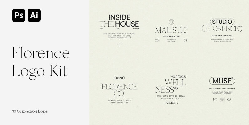Florence Minimalist Logo Kit Ai Eps Psd