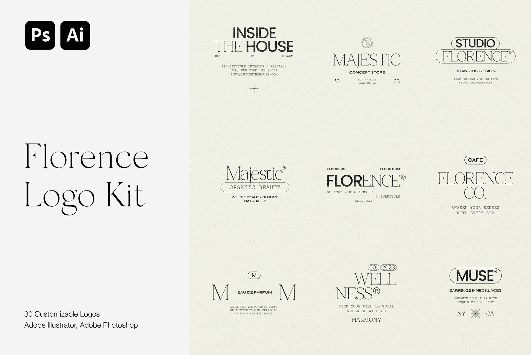 Florence Minimalist Logo Kit Ai Eps Psd 1