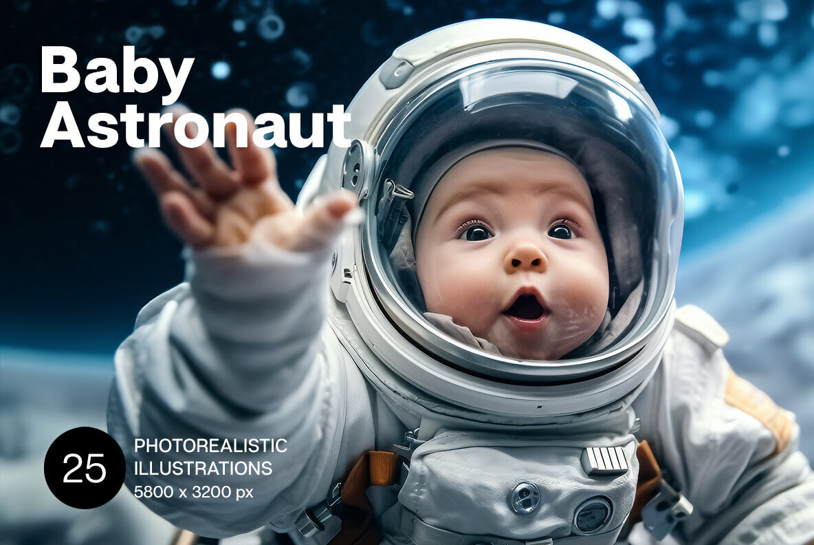 Baby Astronaut 25 photorealistic illustrations 1