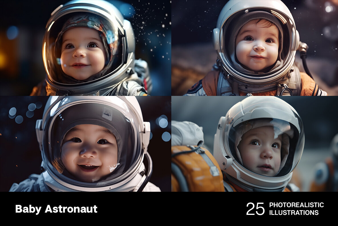 Baby Astronaut 25 photorealistic illustrations 3