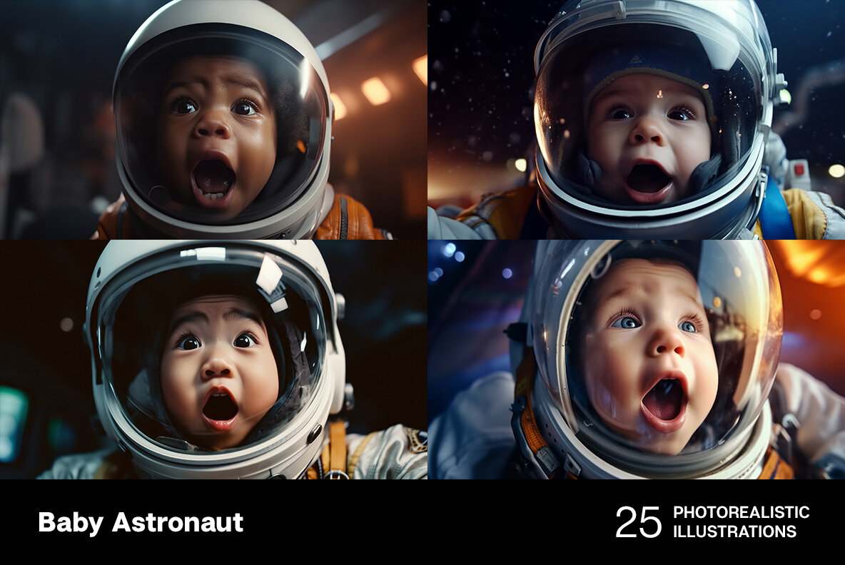 Baby Astronaut 25 photorealistic illustrations 4