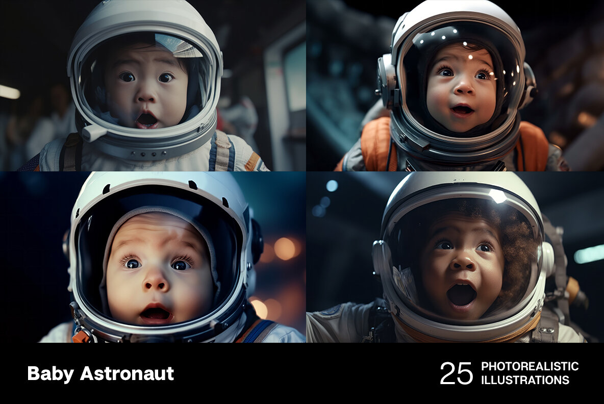 Baby Astronaut 25 photorealistic illustrations 5