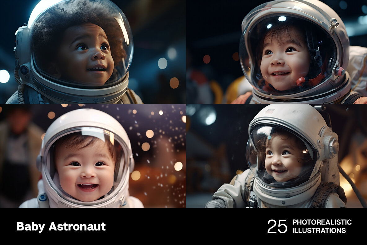 Baby Astronaut 25 photorealistic illustrations 6