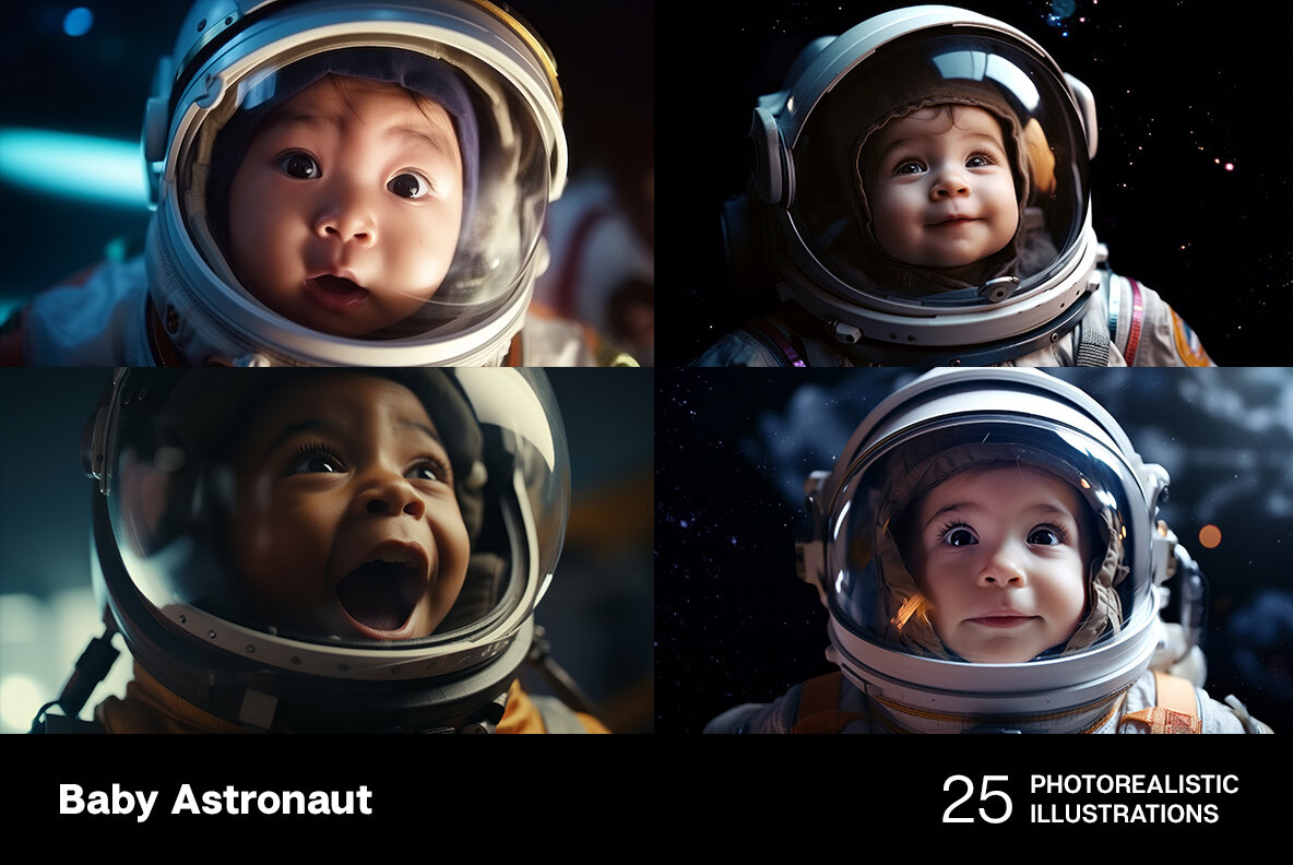 Baby Astronaut 25 photorealistic illustrations 7