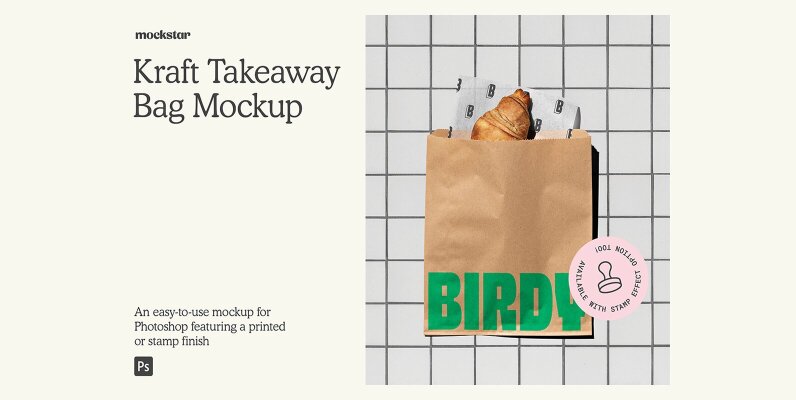Kraft Takeaway Bag mockup