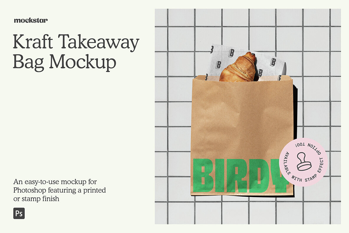 Kraft Takeaway Bag mockup 1