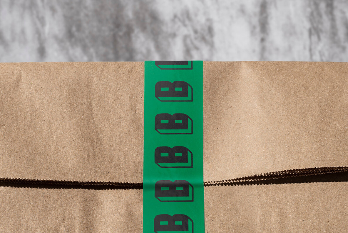 Paper Bag with Sticker Mockup 9