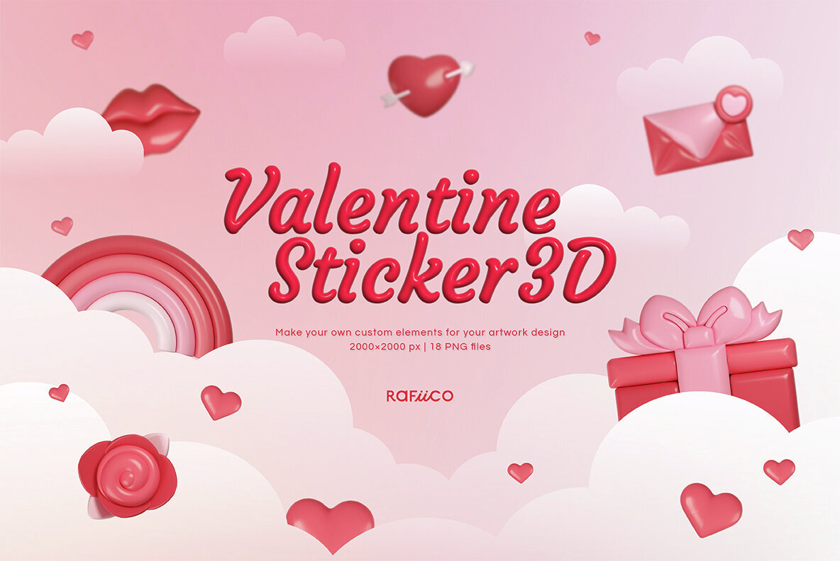 Valentine Sticker 3D 1