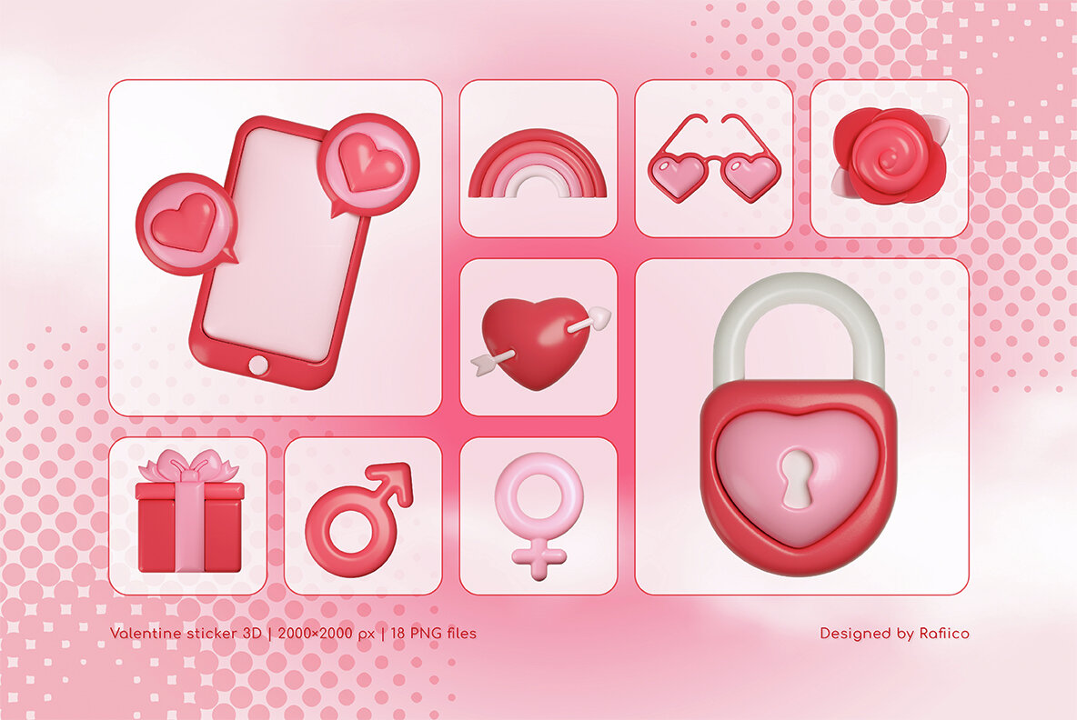 Valentine Sticker 3D 7