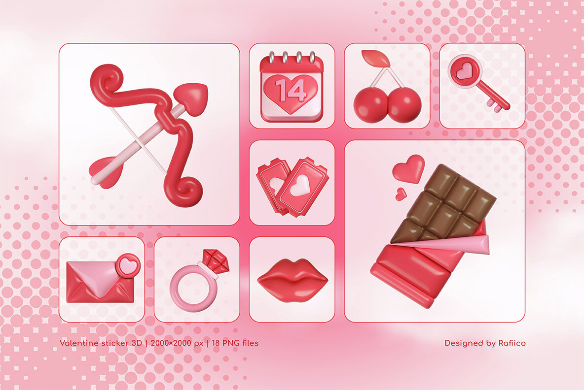 Valentine Sticker 3D 8