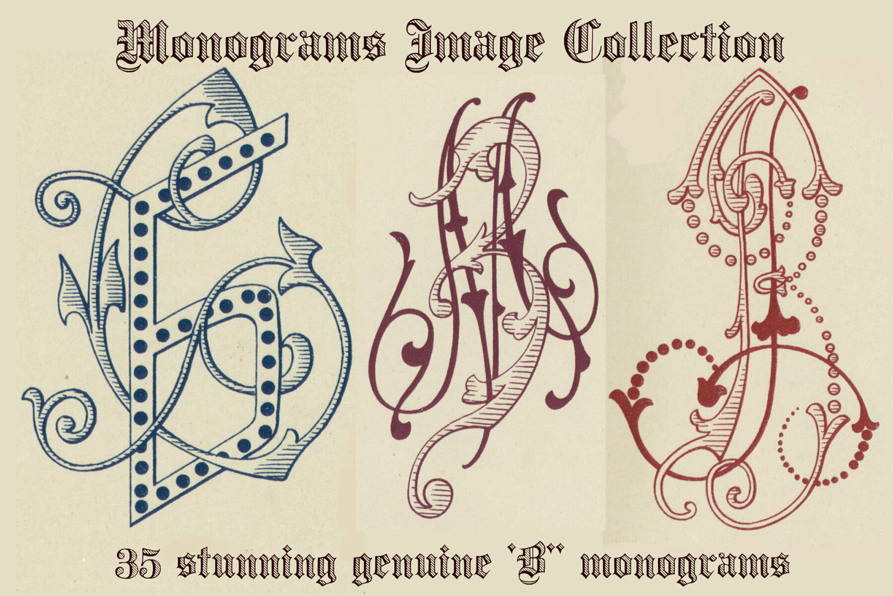 Vintage Monograms Collection A  B  H 1
