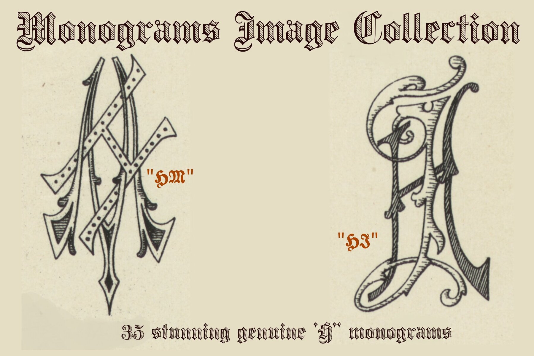 Vintage Monograms Collection A  B  H 4