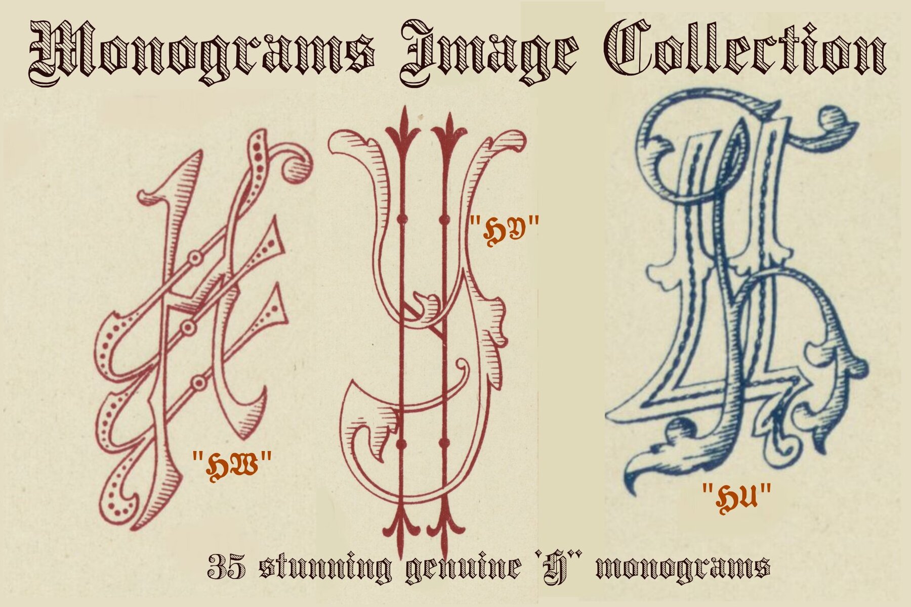 Vintage Monograms Collection A  B  H 6