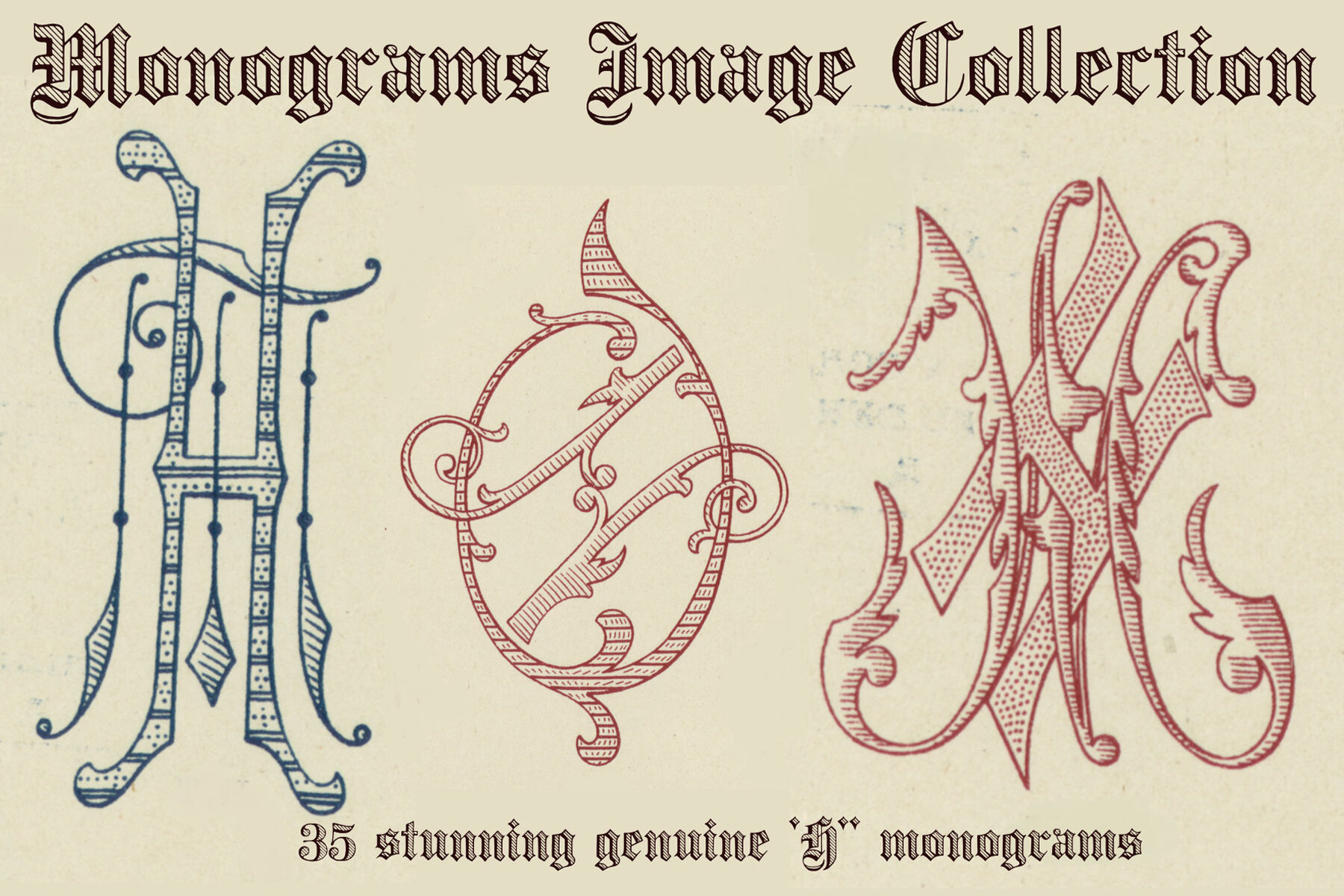 Vintage Monograms Collection A  B  H 8