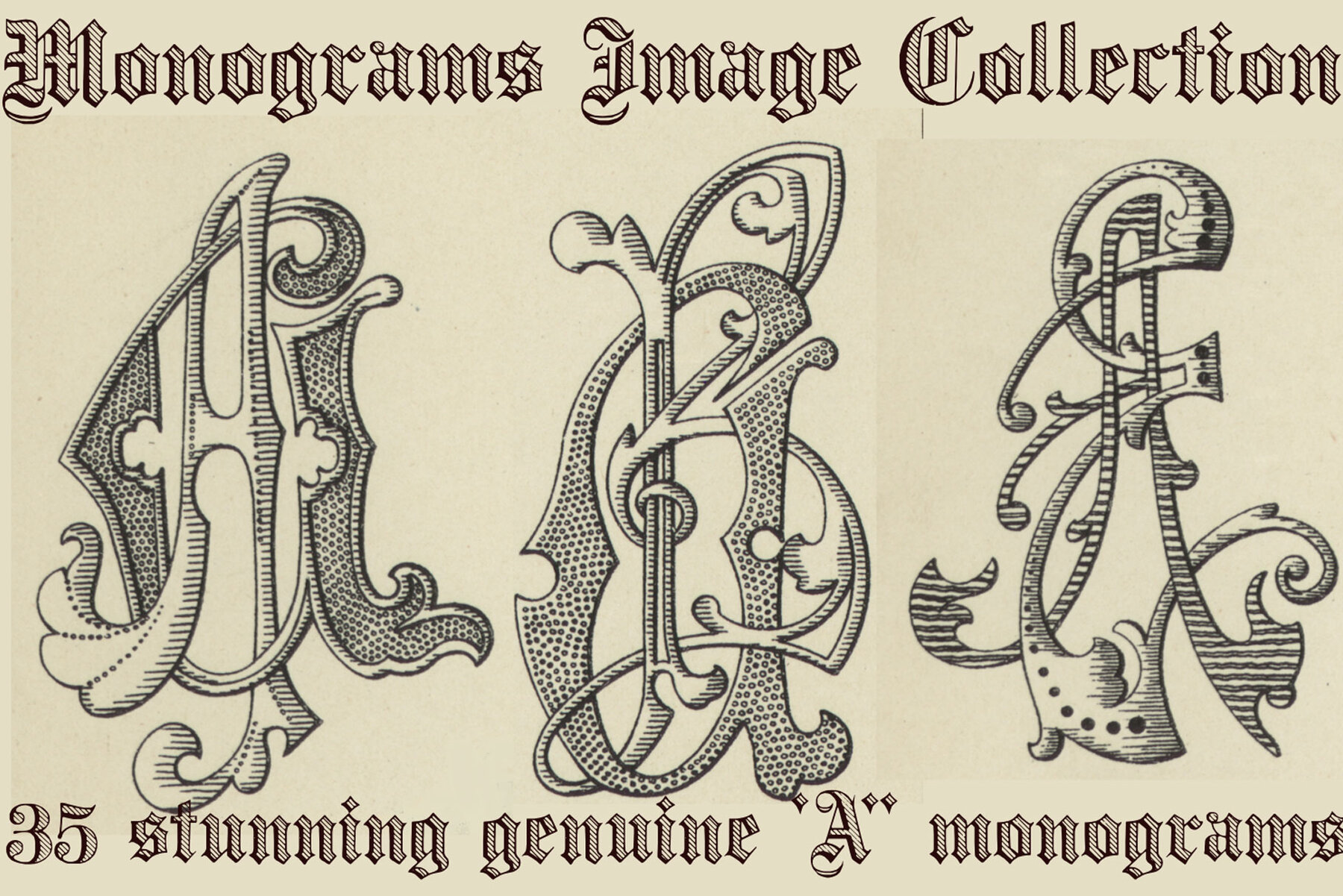 Vintage Monograms Collection A  B  H 9