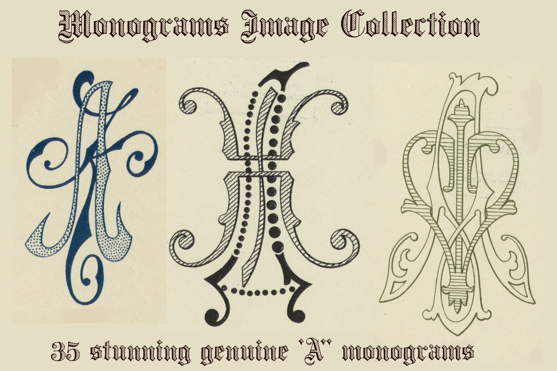 Vintage Monograms Collection A  B  H 10