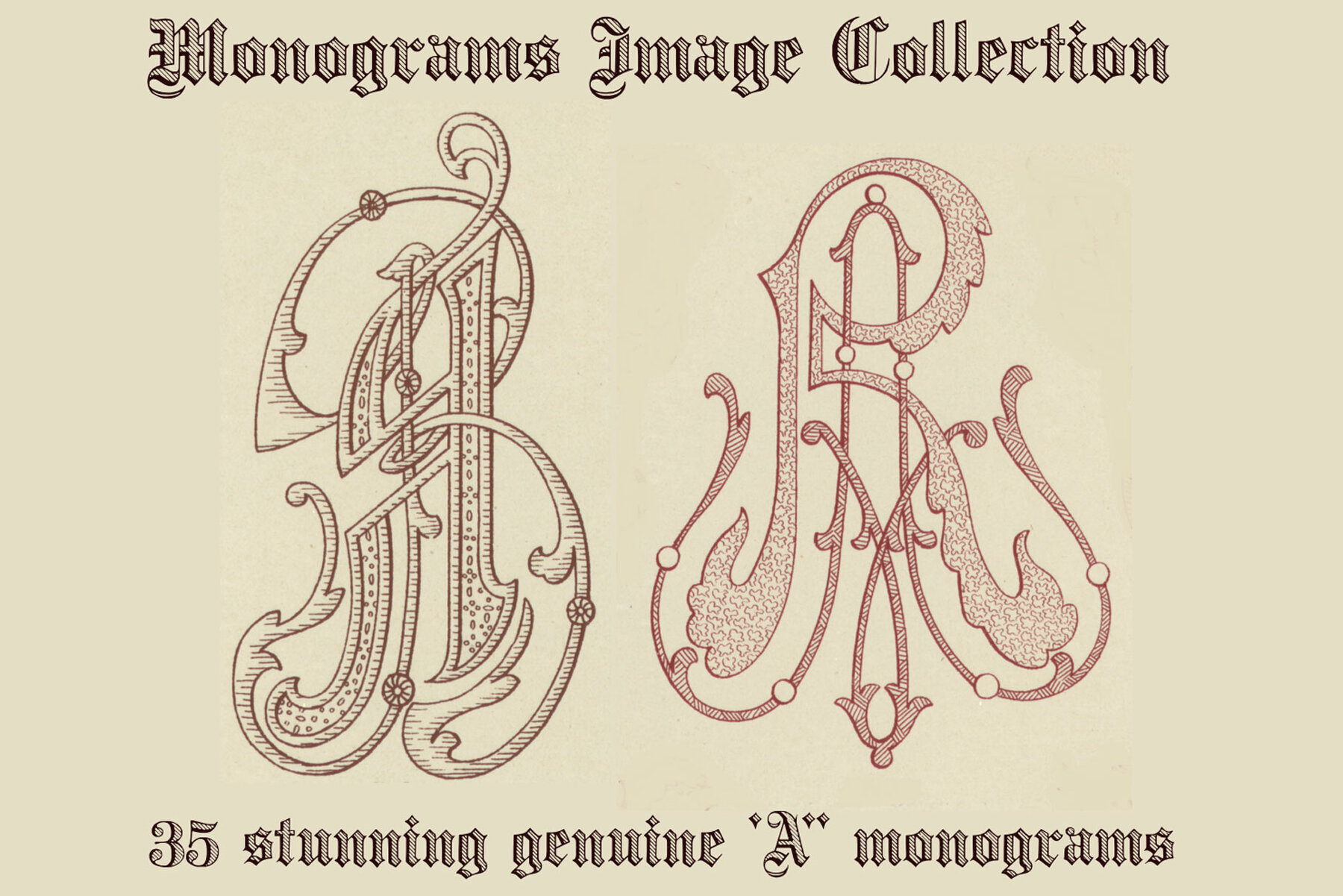 Vintage Monograms Collection A  B  H 12