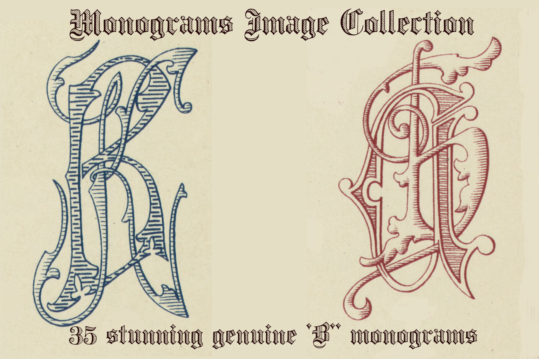 Vintage Monograms Collection A  B  H 14