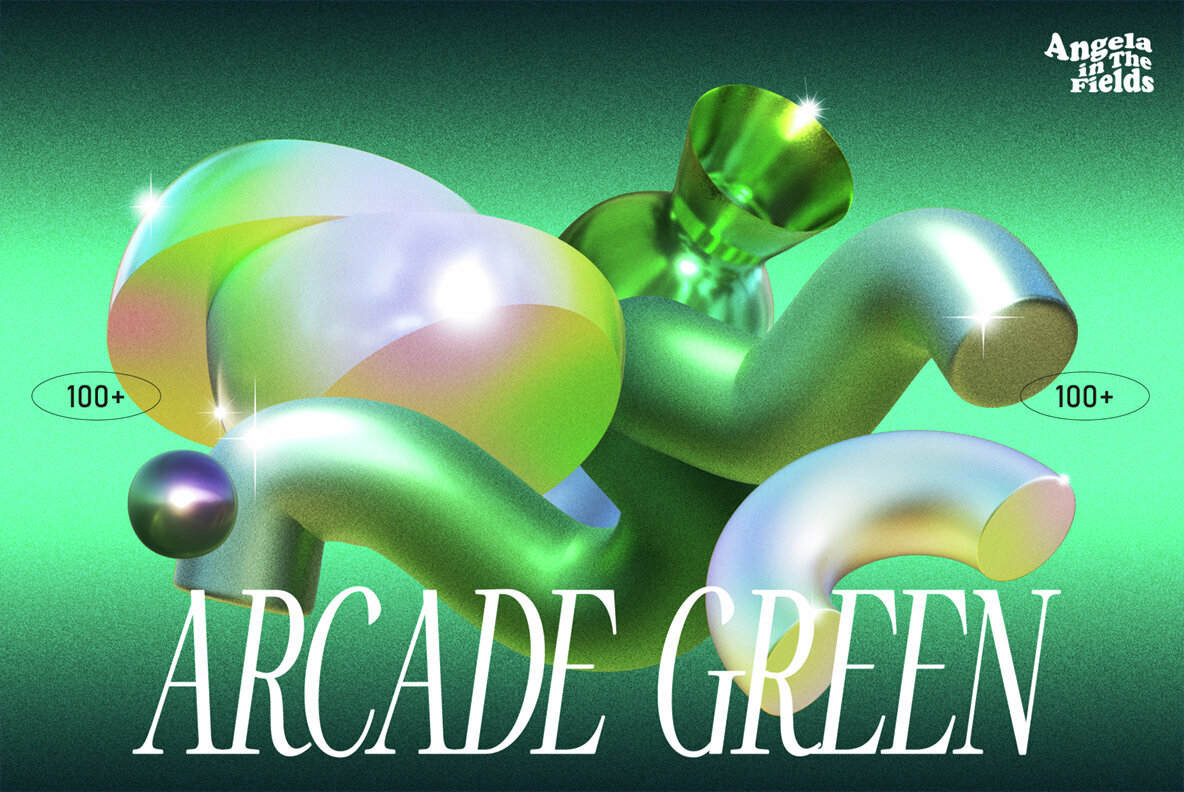 3D Arcade Green Objects 1