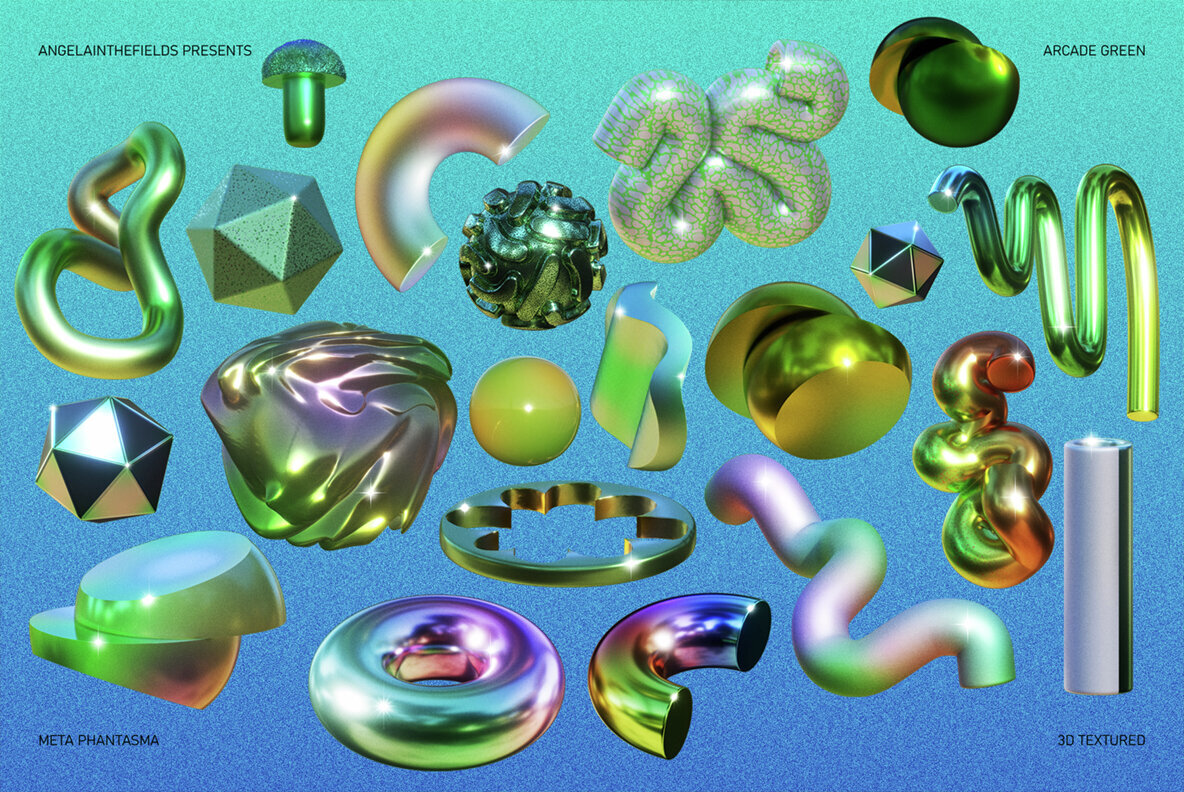 3D Arcade Green Objects 2