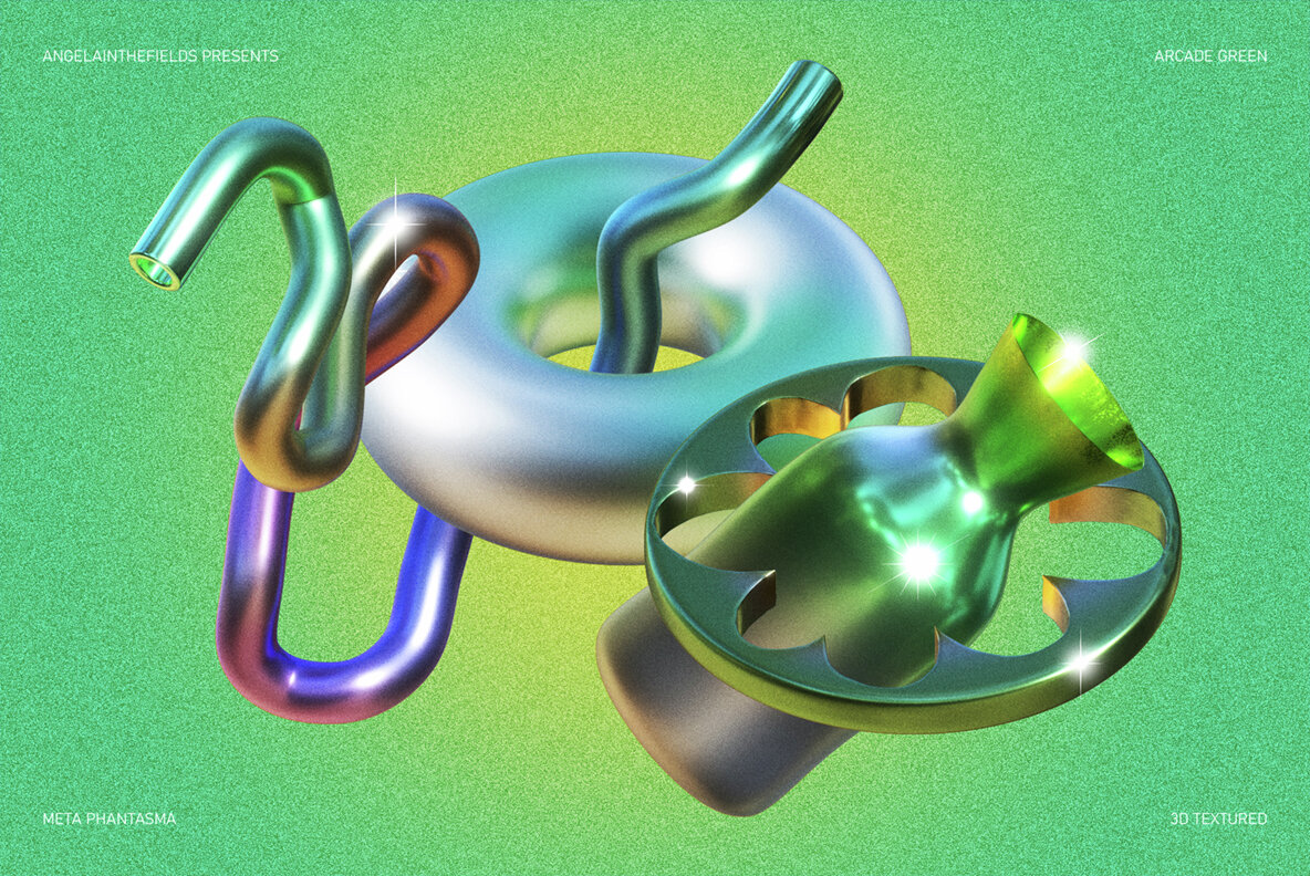 3D Arcade Green Objects 8