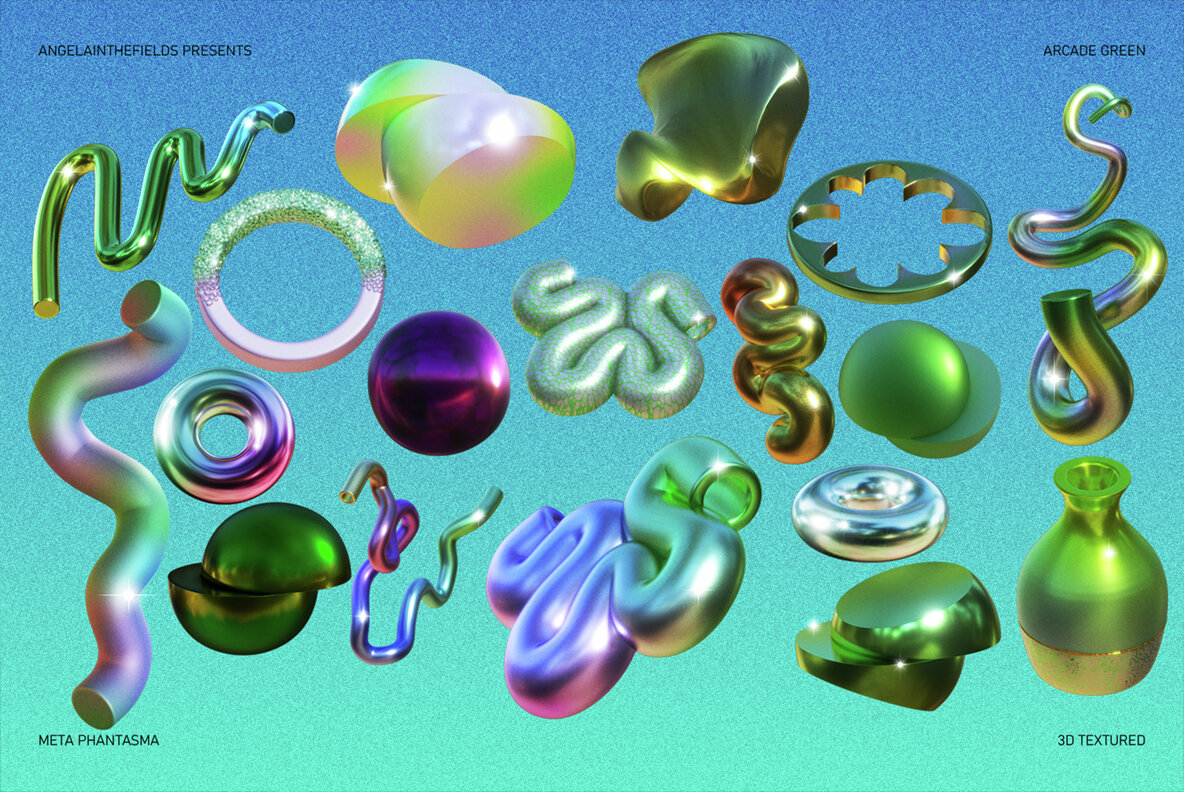 3D Arcade Green Objects 9