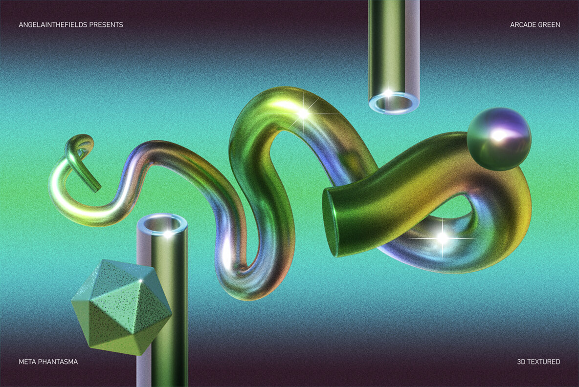 3D Arcade Green Objects 10