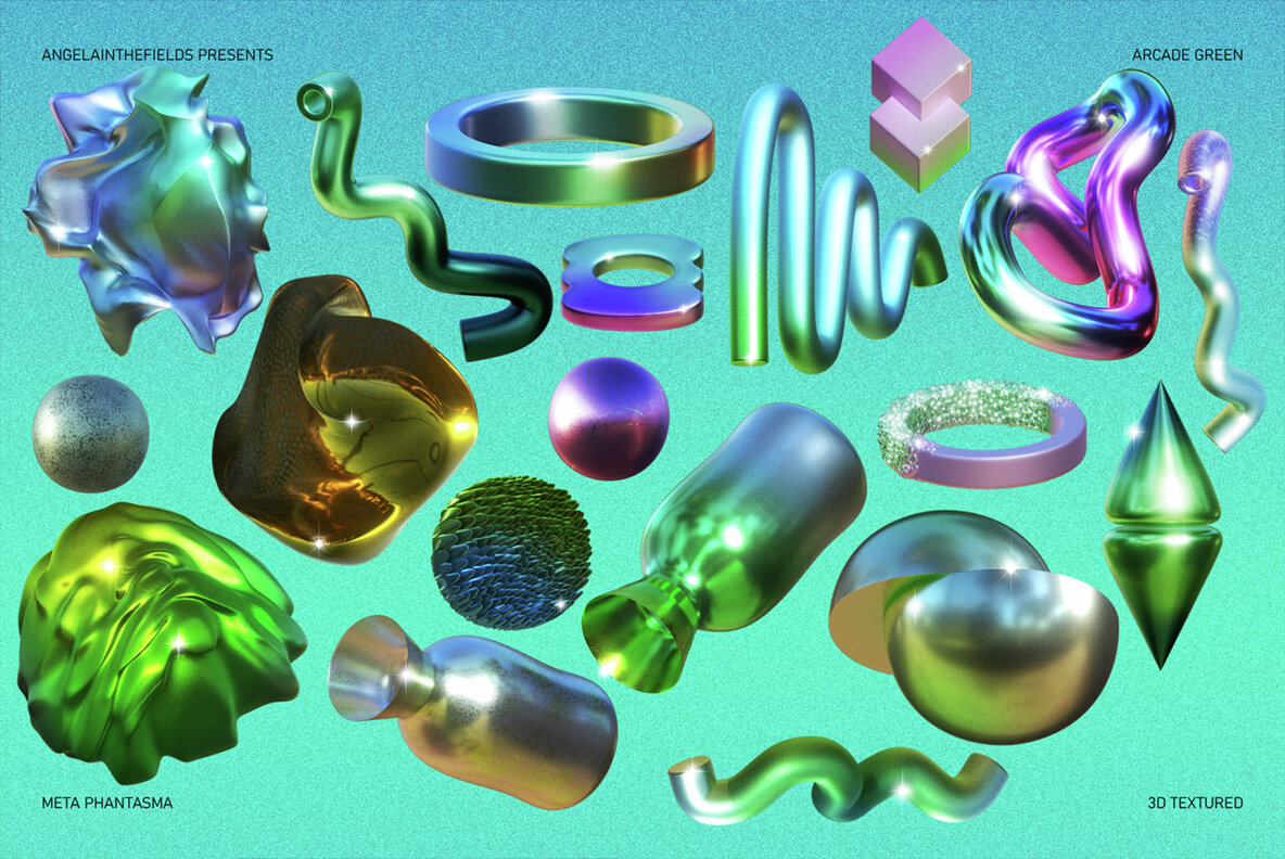 3D Arcade Green Objects 11
