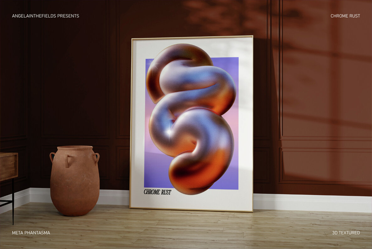 3D Chrome Rust Objects 5