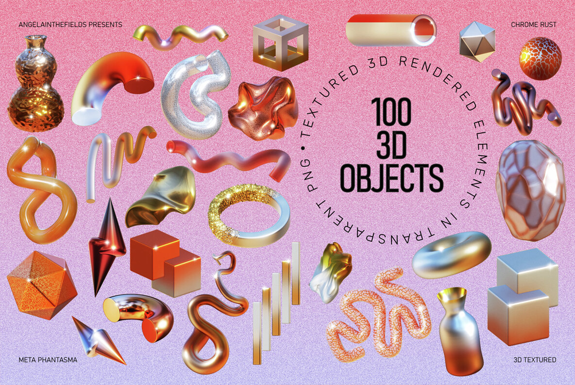 3D Chrome Rust Objects 9