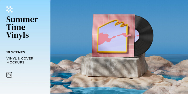 Vinyl Mockup   10 Summer Time Scenes