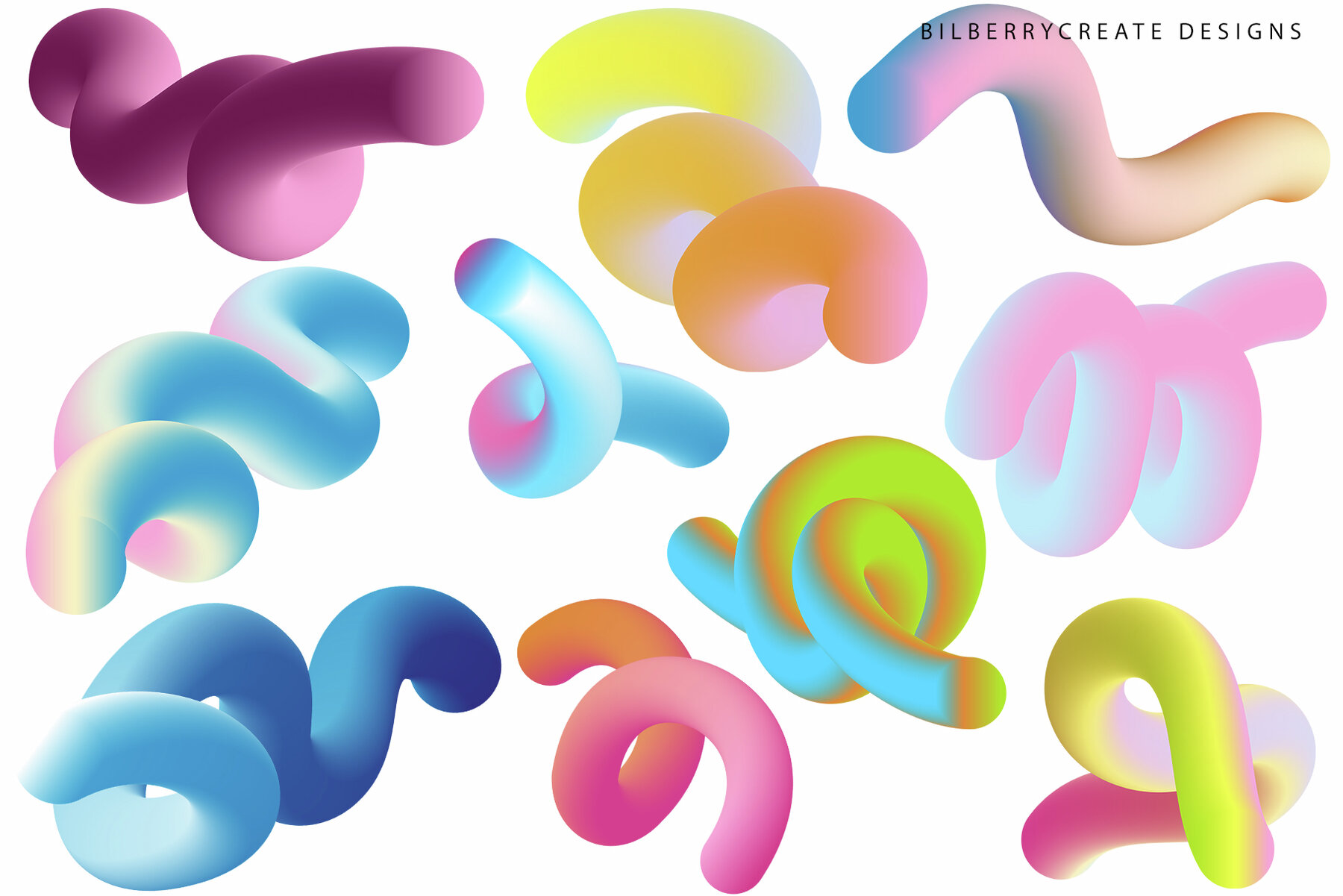 Abstract 3D Forms gradient shapes 12