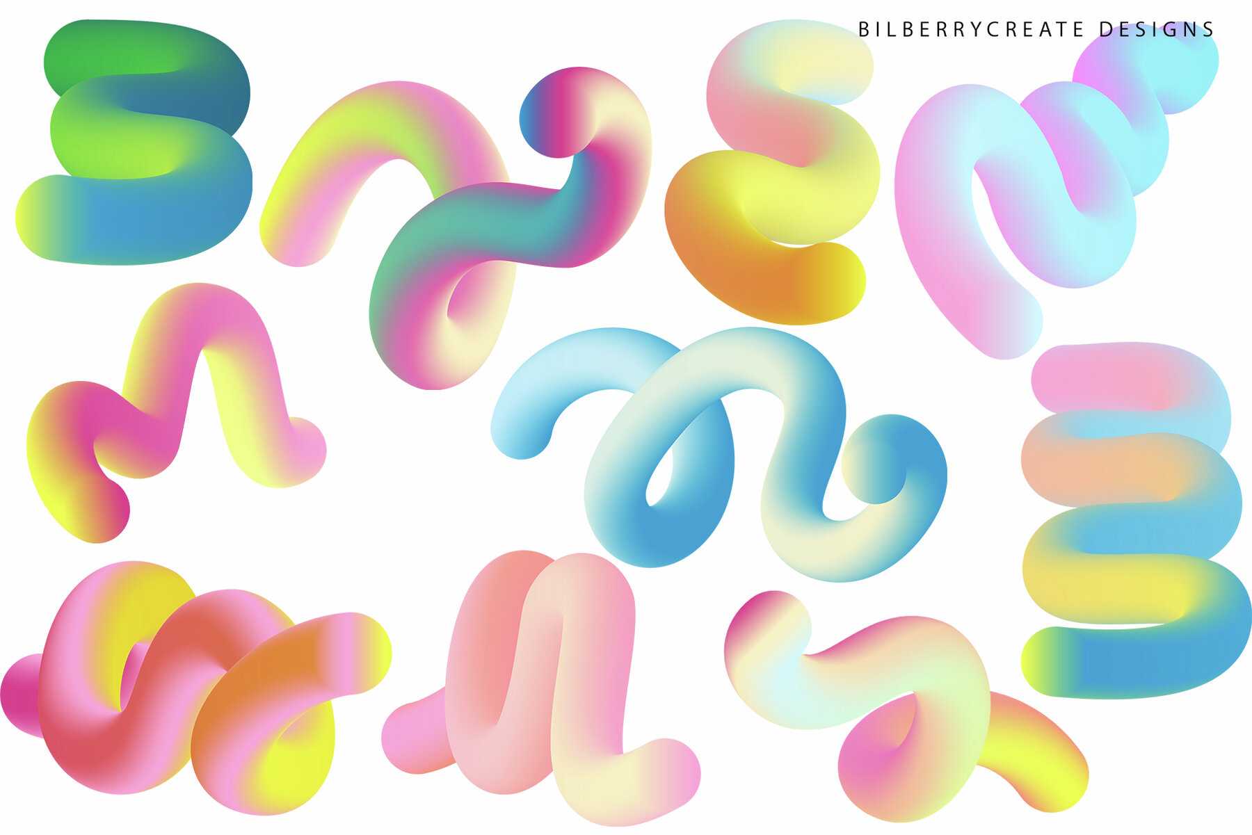 Abstract 3D Forms gradient shapes 13