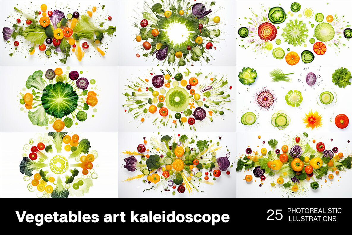 Vegetables art kaleidoscope 3