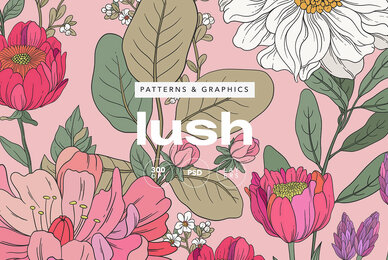 Lush Botanical Pattern and Graphics