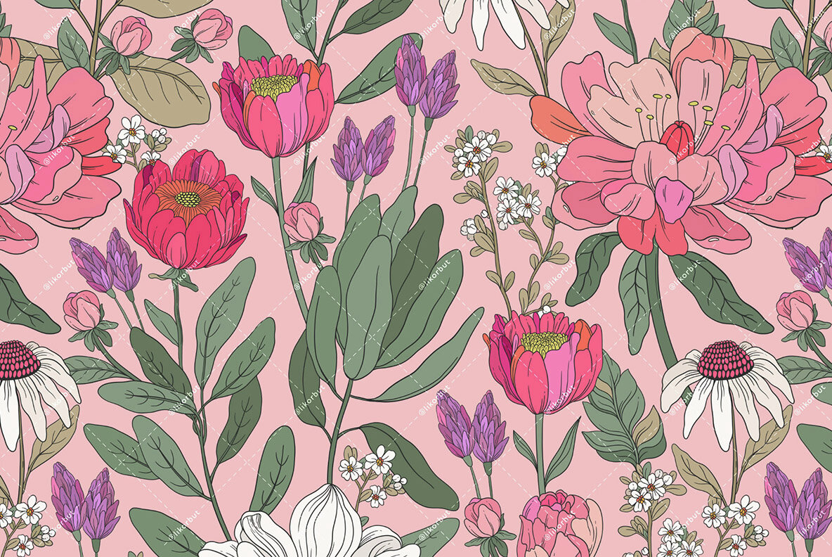 Lush Botanical Pattern and Graphics 7