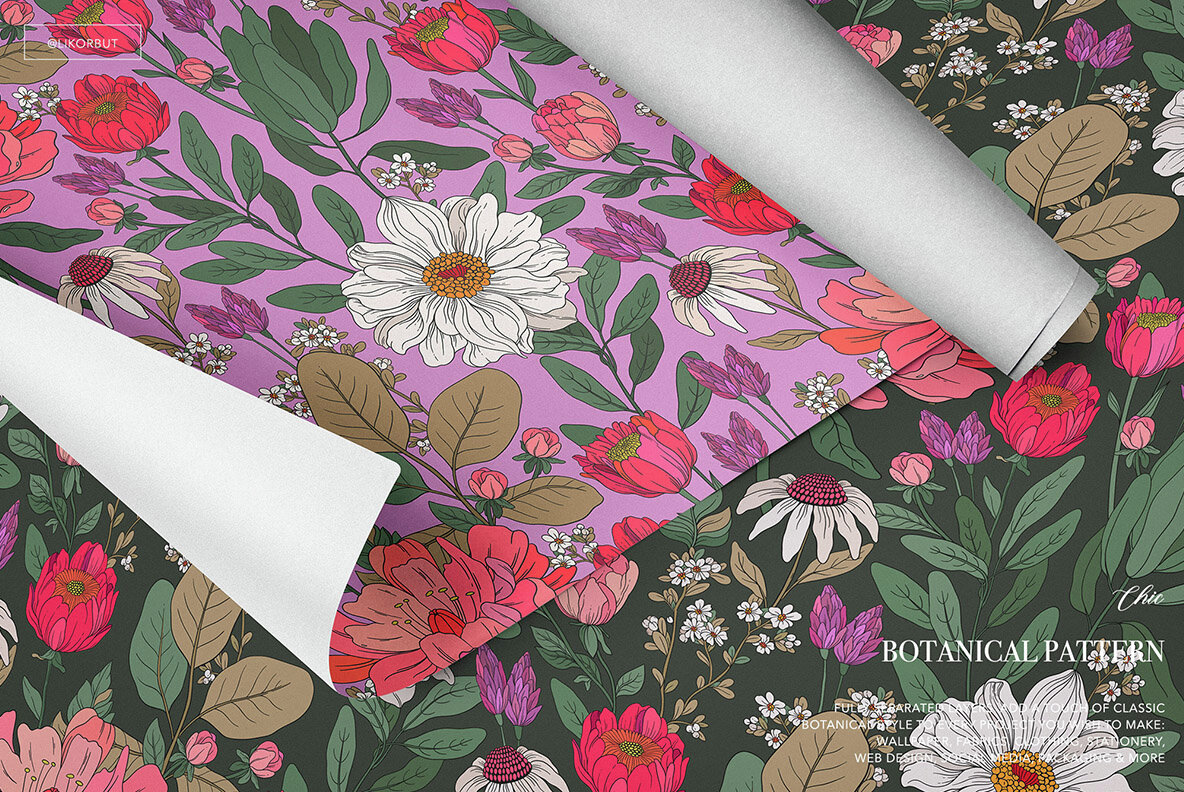 Lush Botanical Pattern and Graphics 12