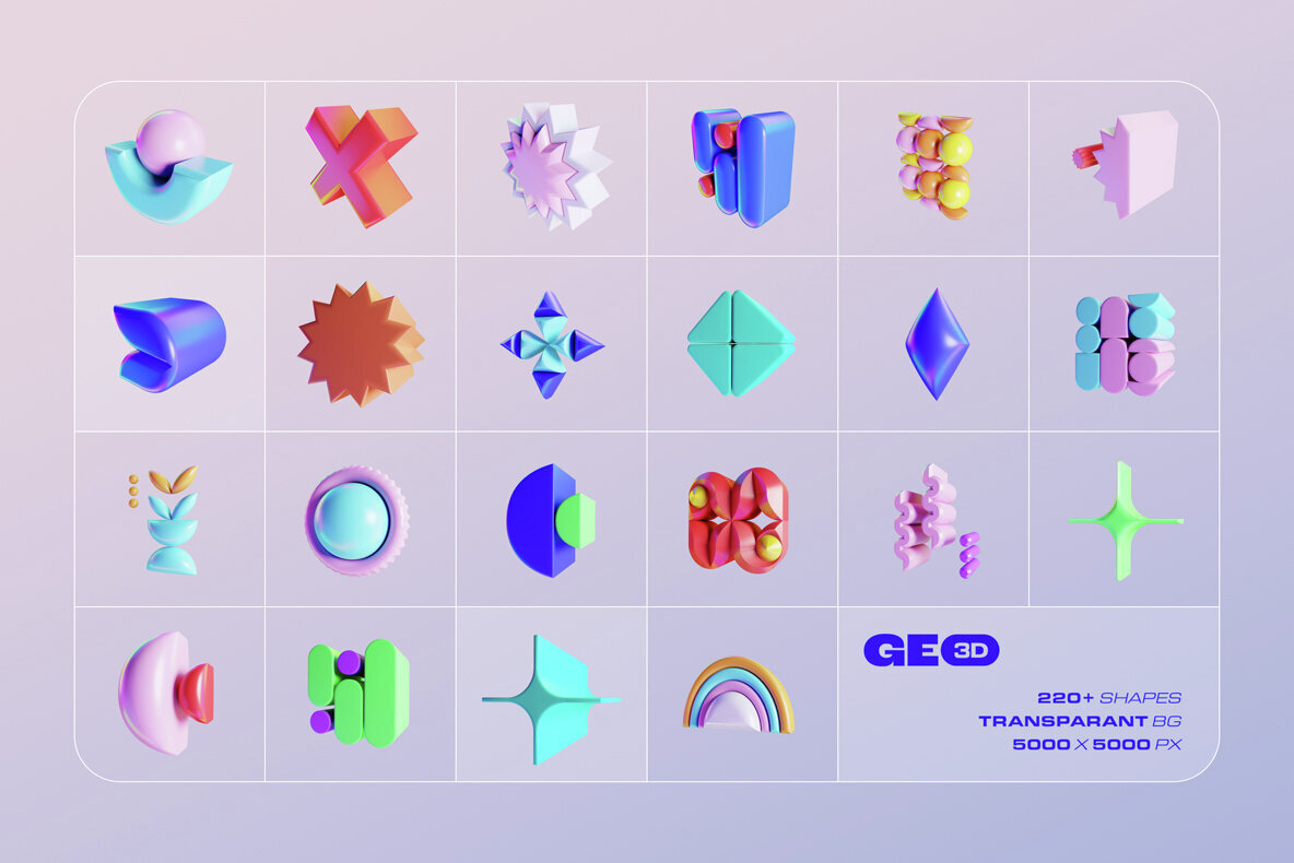 GEO3D 225 Colorful Objects 3