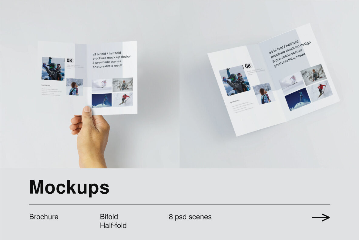 A5 Bifold   Half Fold Brochure Mockup 1
