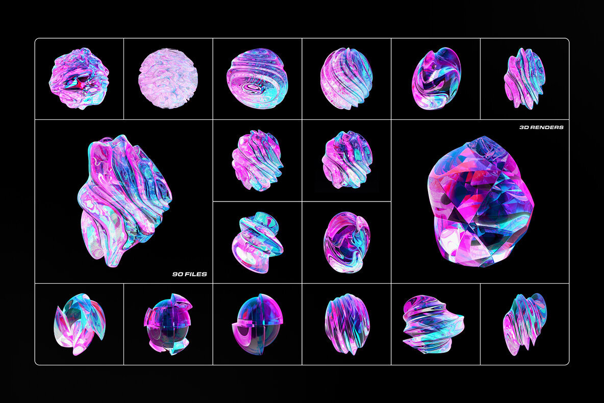 Fluid Glass 3D Shapes 3