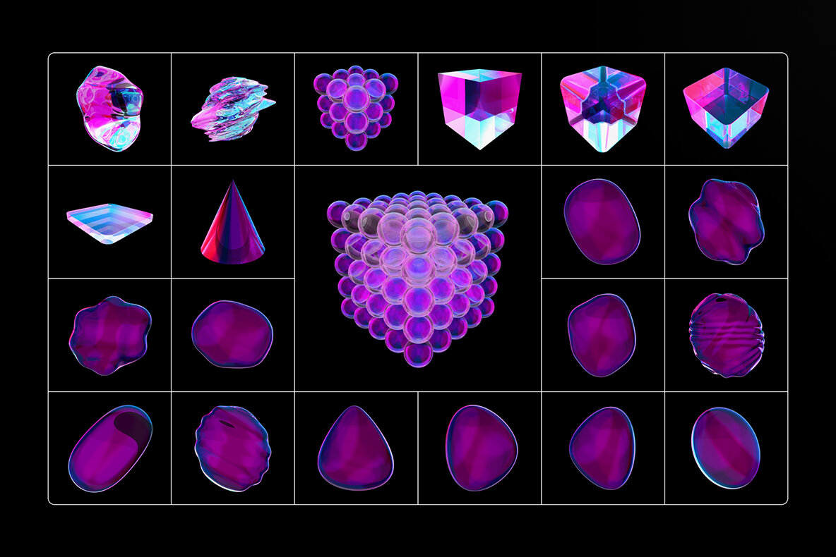 Fluid Glass 3D Shapes 7