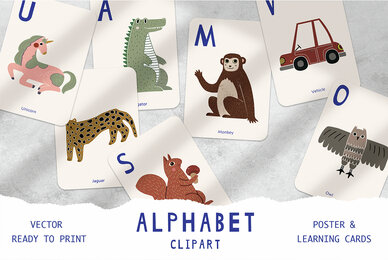 Cute Animals Alphabet Clipart