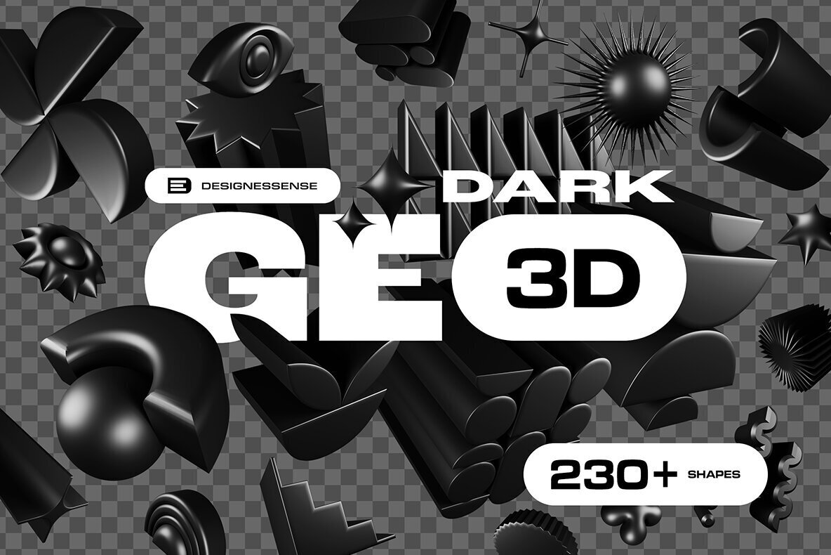 3D Dark Geometric Shapes 1