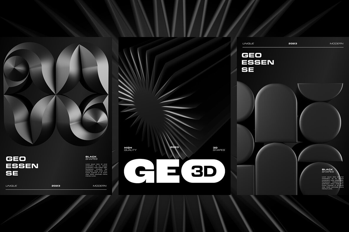 3D Dark Geometric Shapes 2