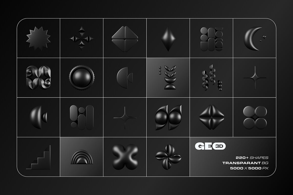 3D Dark Geometric Shapes 3