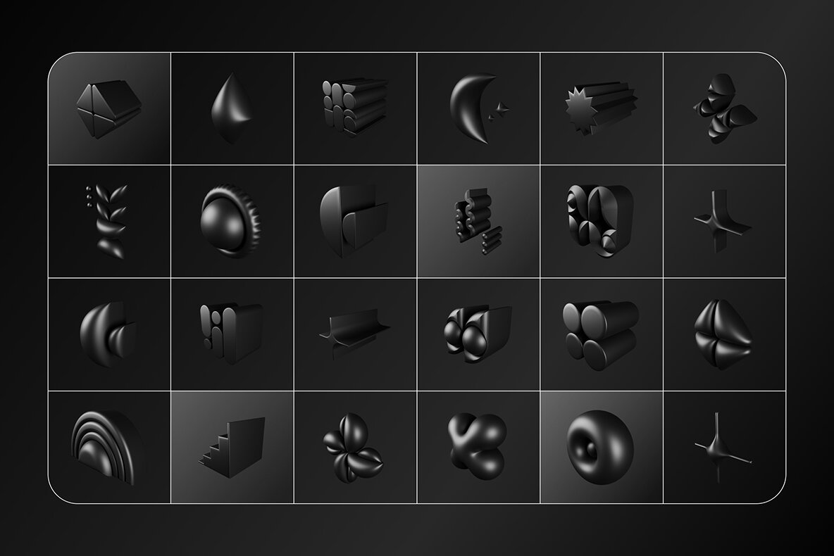 3D Dark Geometric Shapes 4