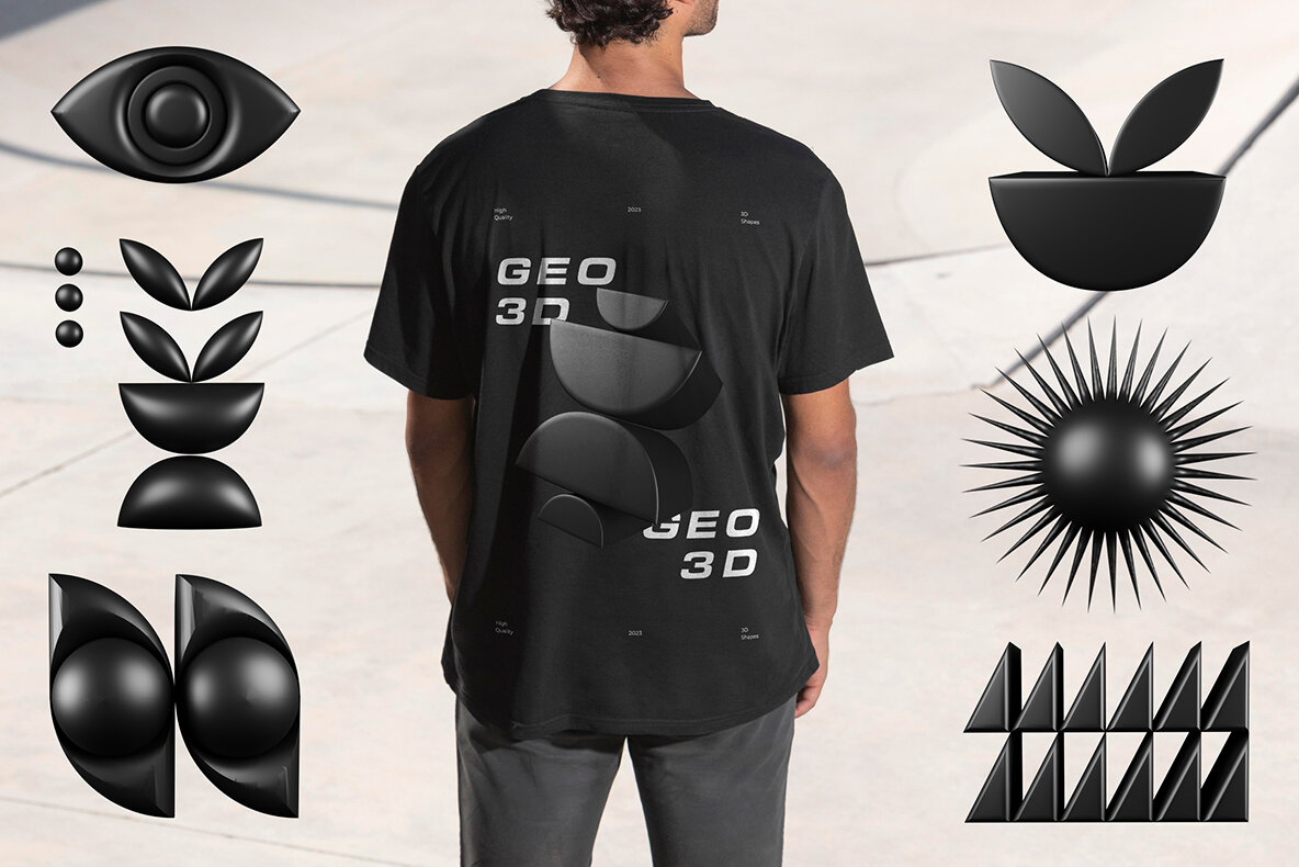 3D Dark Geometric Shapes 5