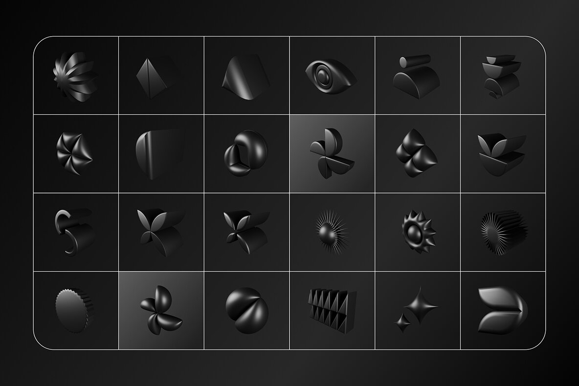 3D Dark Geometric Shapes 6