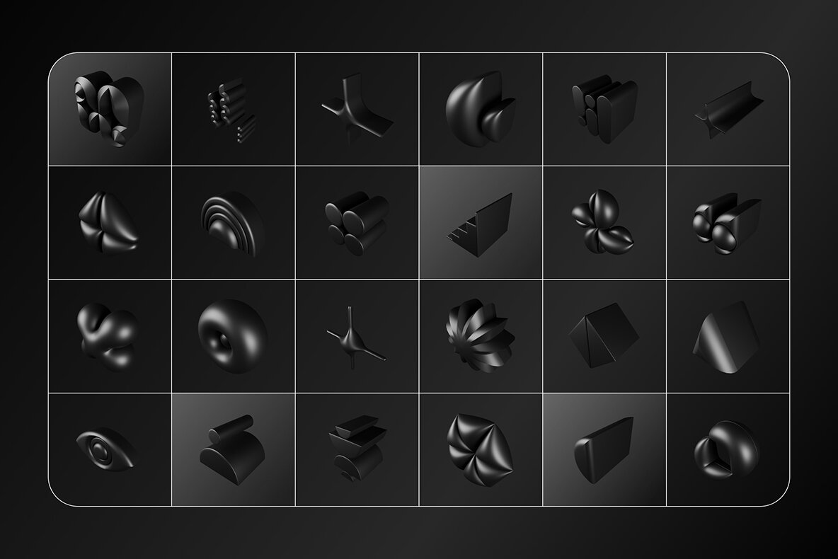 3D Dark Geometric Shapes 7
